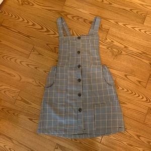 Plaid overall dress